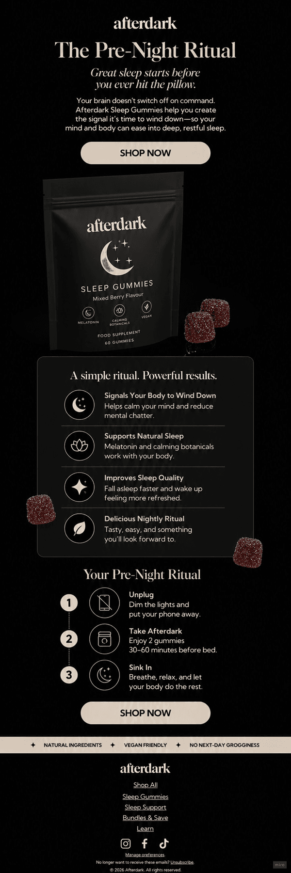 Afterdark email design