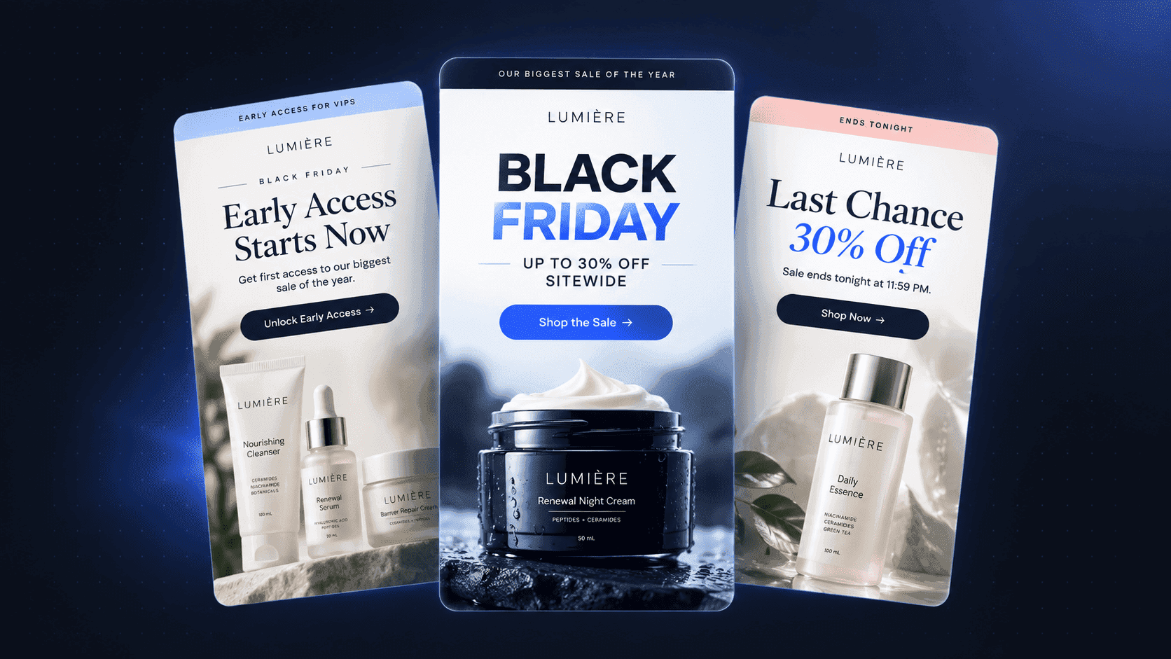 Early Access, Black Friday, and Last Chance email designs